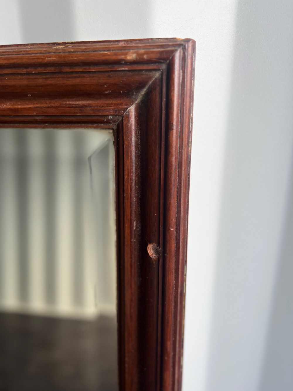 Large Edwardian shop mirror with mahogany frame  View II
