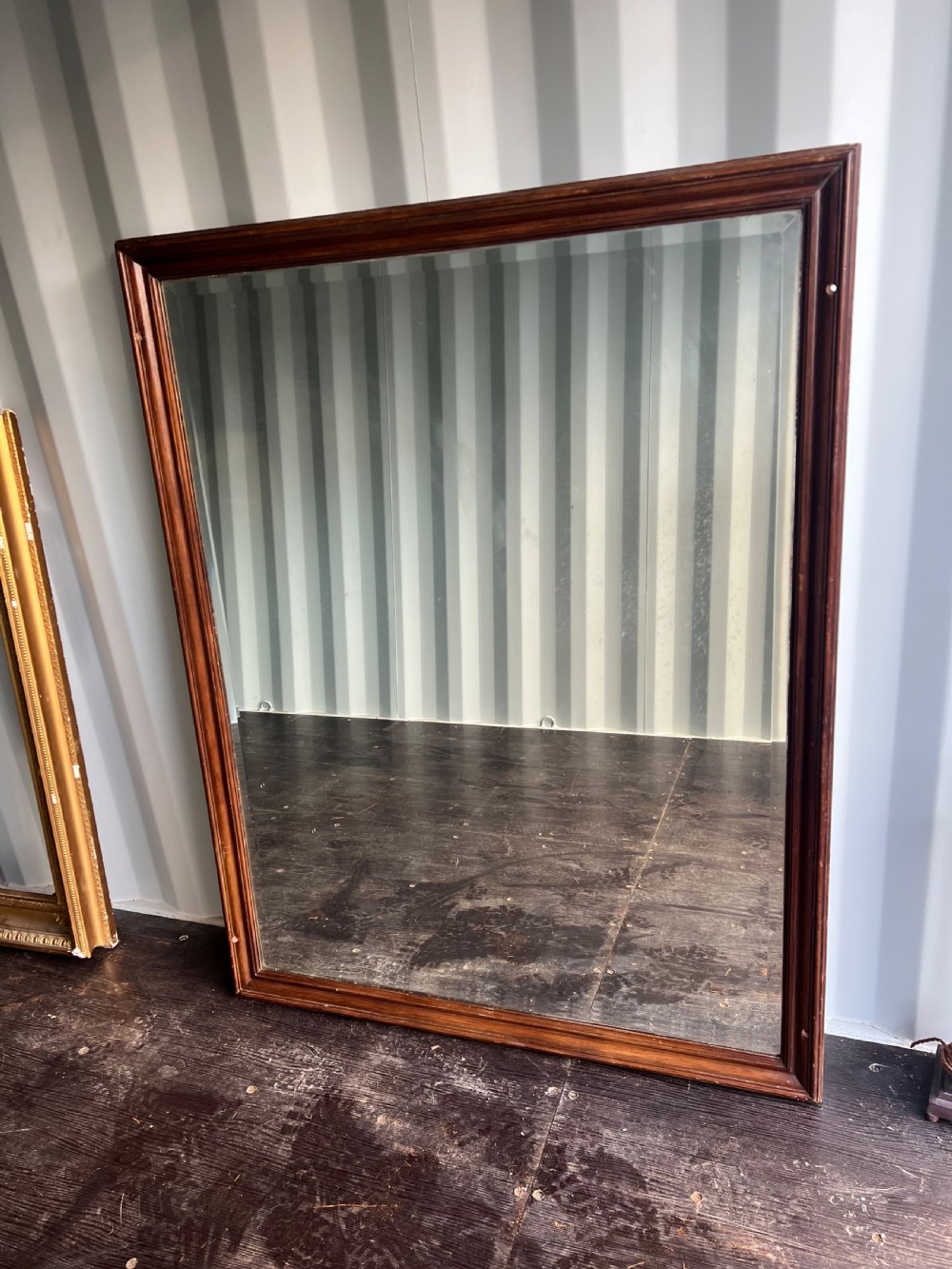 Large Edwardian shop mirror with mahogany frame  View III