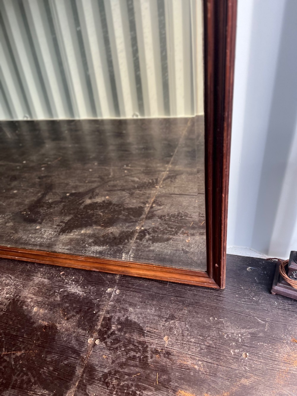 Large Edwardian shop mirror with mahogany frame  View IV