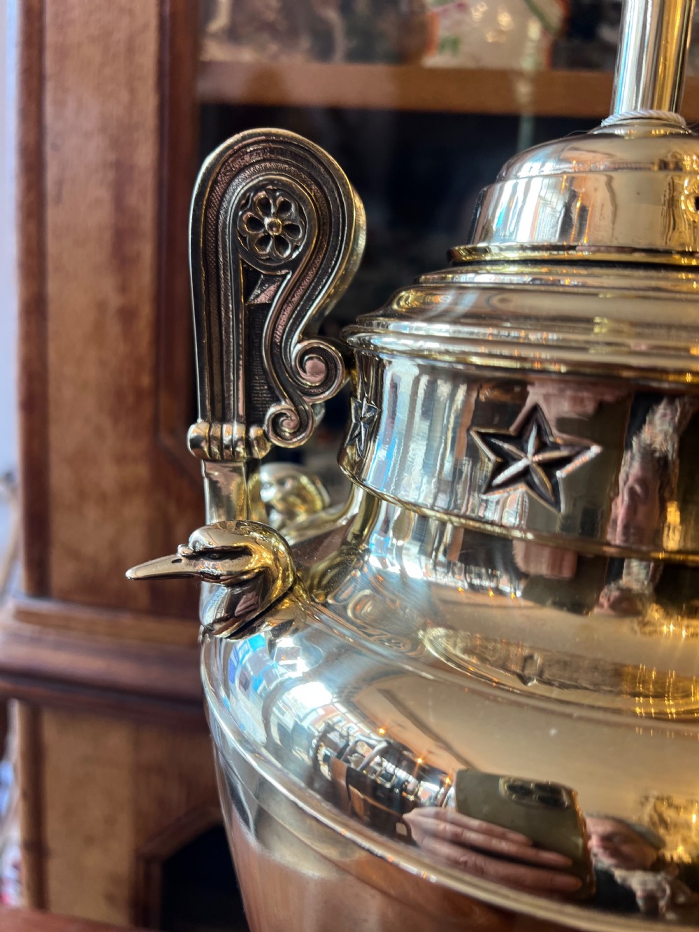 Pair of large brass urn table lamps  View III