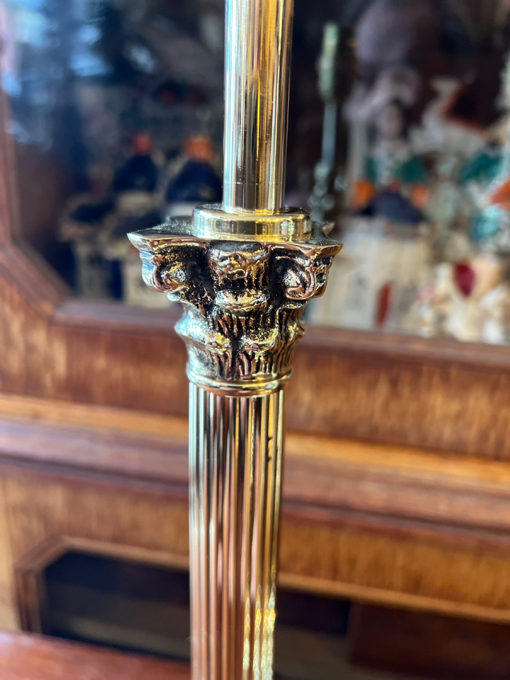 Pair of Corinthian column table lamps  View III