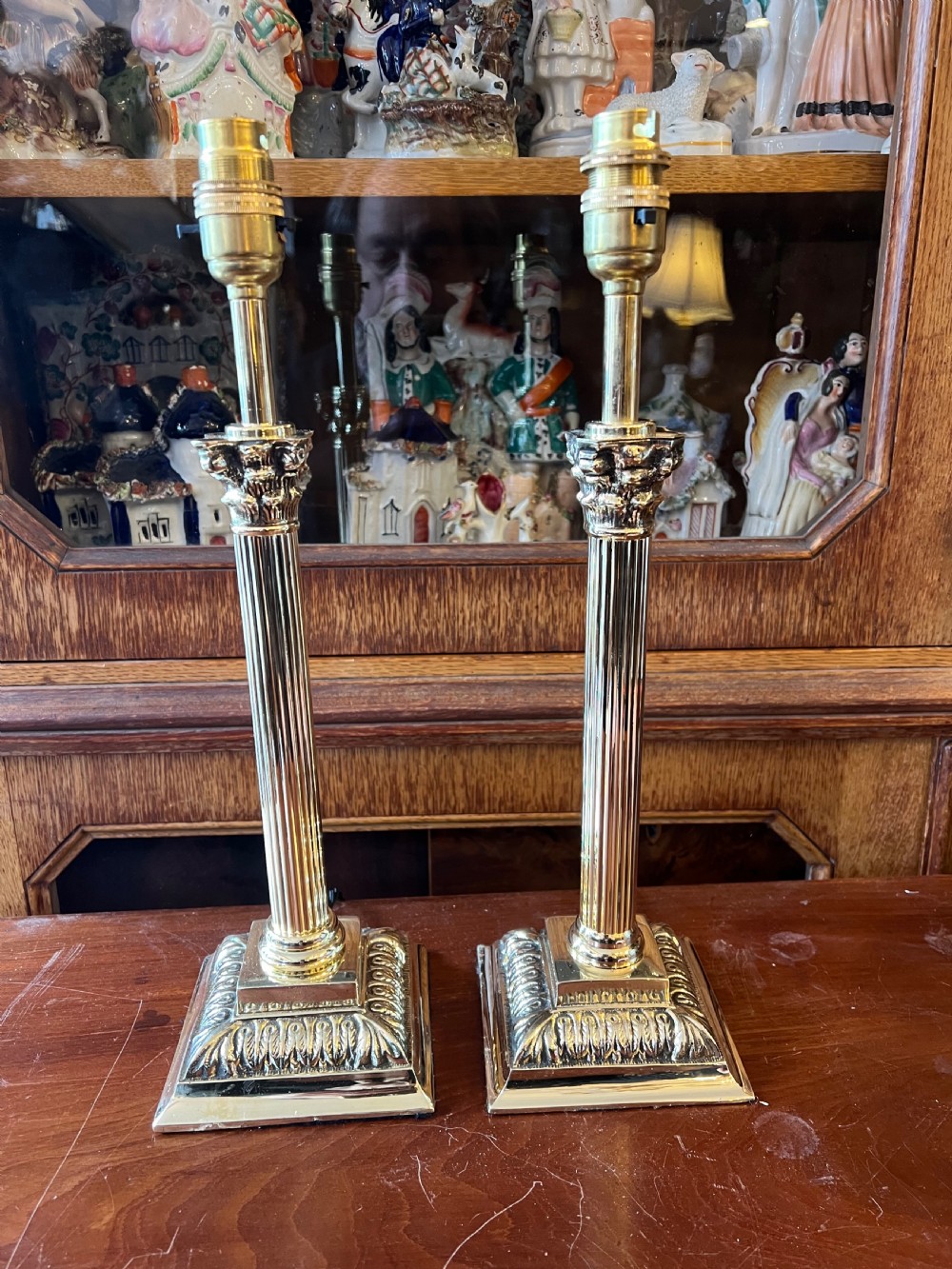 Pair of Corinthian column table lamps  View VI