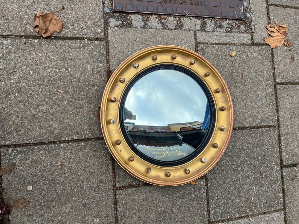 C19th large giltwood convex mirror  View IV