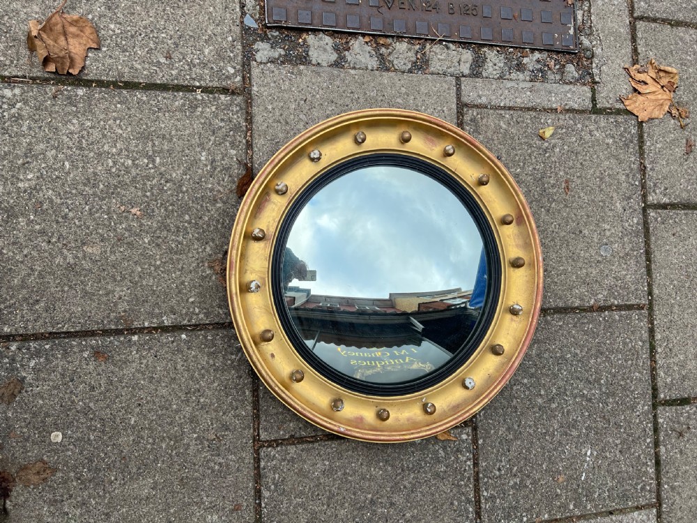 C19th large giltwood convex mirror  View V