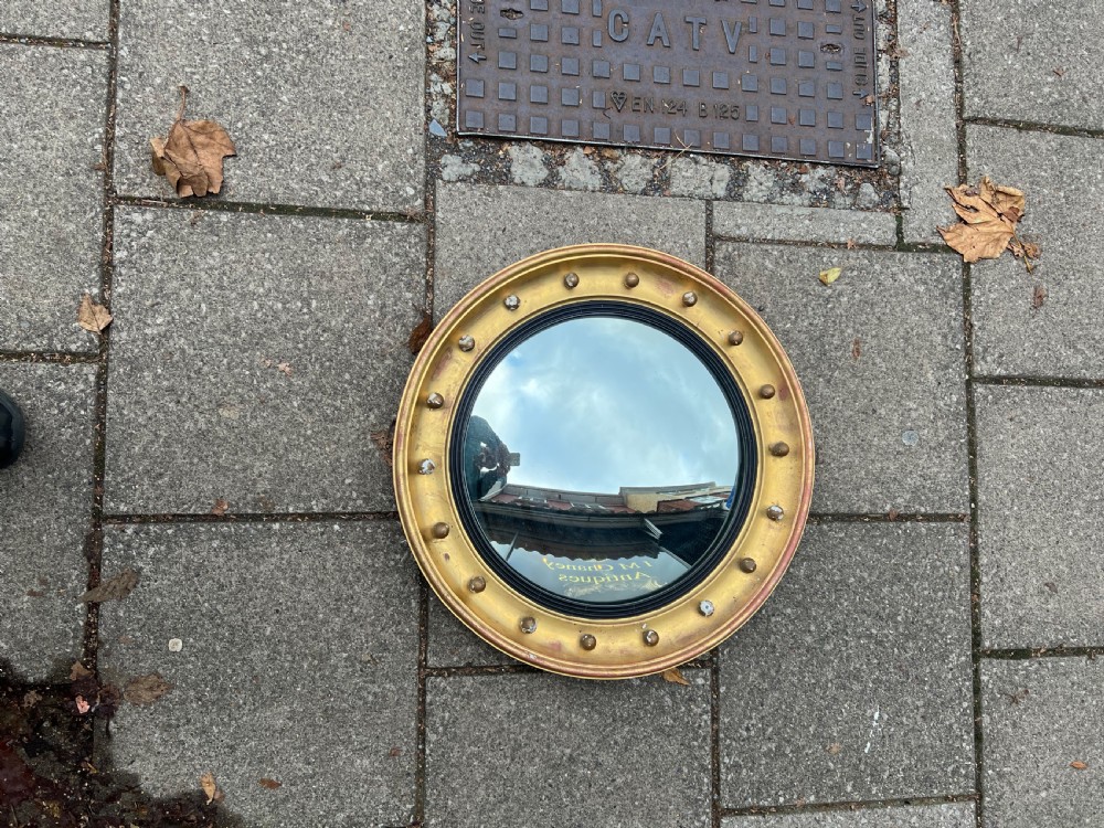 C19th large giltwood convex mirror  View VI