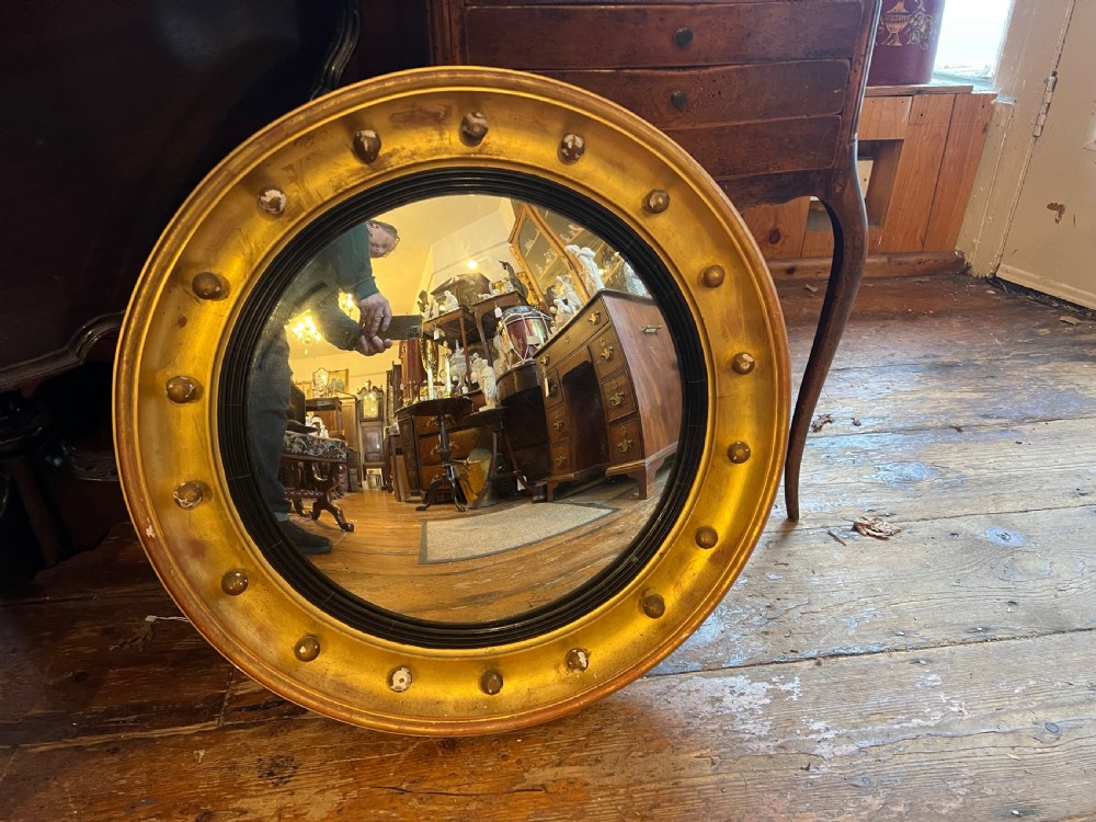 C19th large giltwood convex mirror  View VII