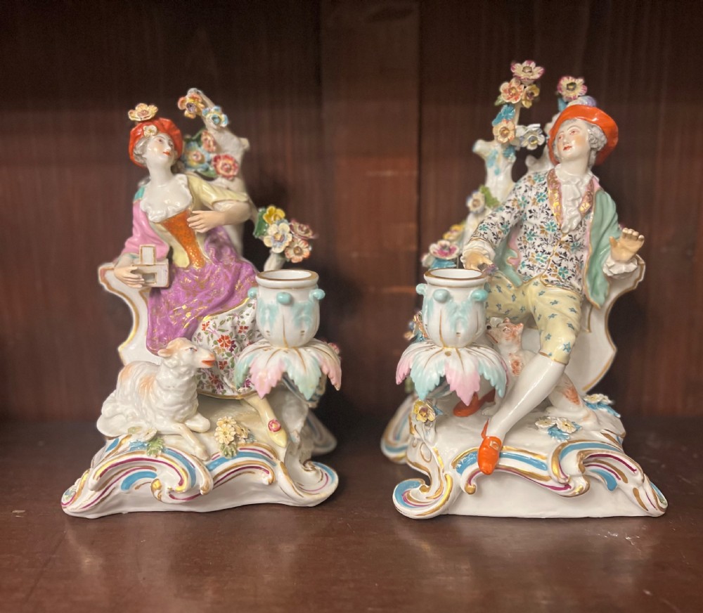 A PAIR OF SAMSON PORCELAIN FIGURAL CANDLESTICKS