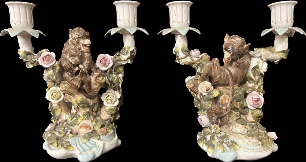 C19th Pair of German candelabra depicting mom keys  View II
