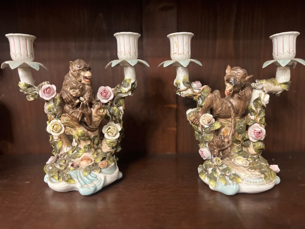 C19th Pair of German candelabra depicting mom keys  View X