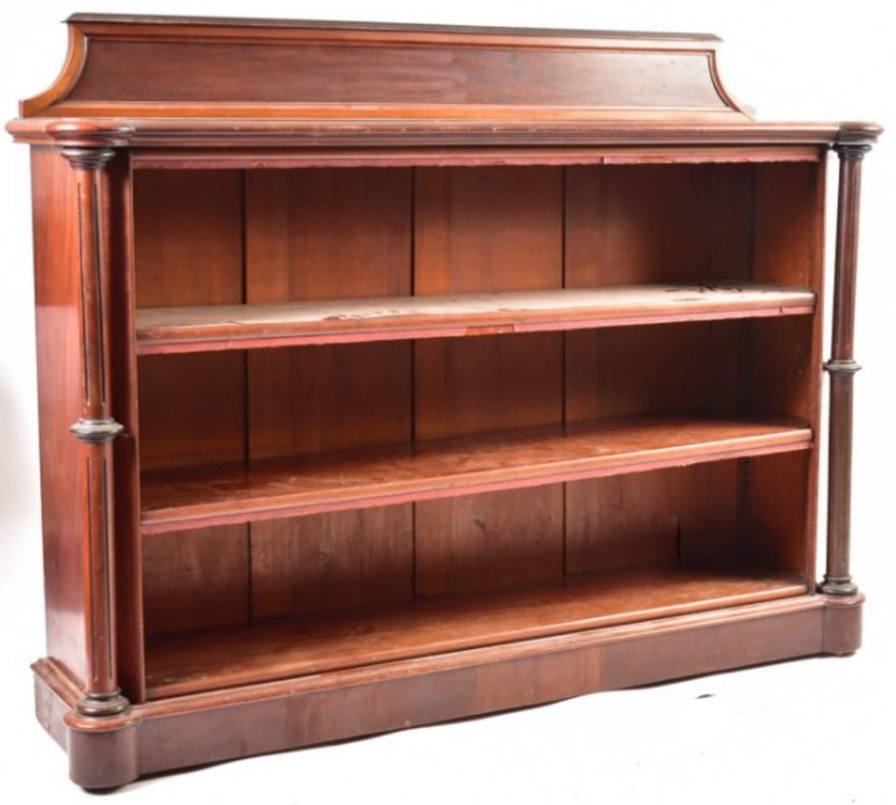 C19th open bookcase in mahogany 