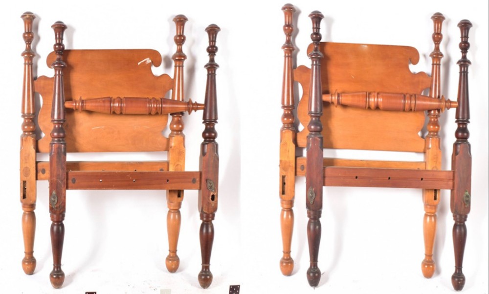 A pair of American federal Maple single beds C1820-30