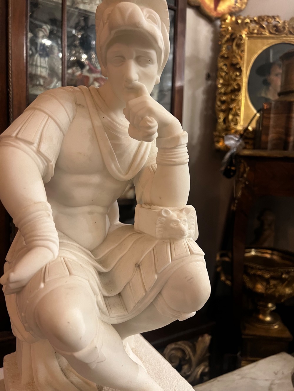 After Michelangelo - A lorenzo de Medici marble sculpture  View II