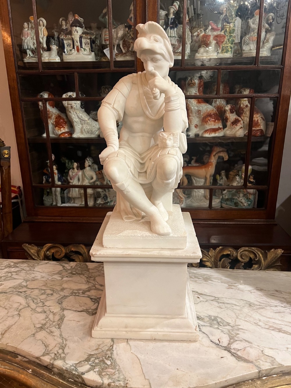 After Michelangelo - A lorenzo de Medici marble sculpture  View III
