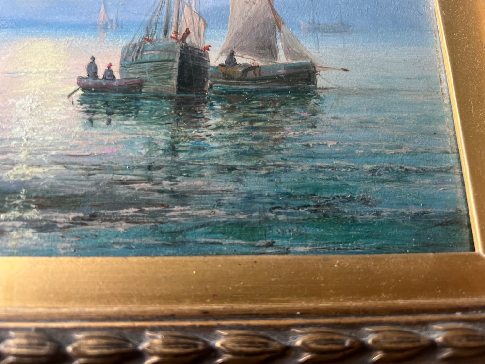 C19th oil painting on board by William Thornely of tantallon castle  View III