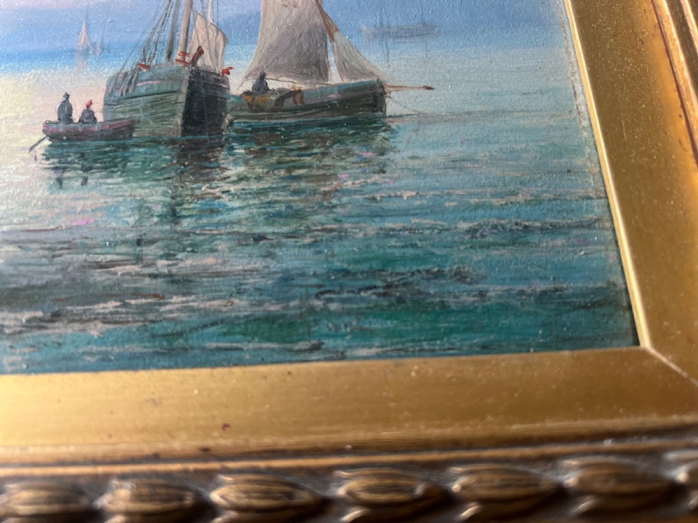 C19th oil painting on board by William Thornely of tantallon castle  View IV