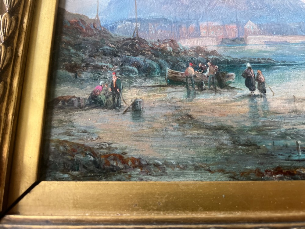 C19th oil painting on board by William Thornely of tantallon castle  View V