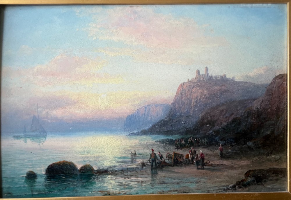 C19th oil painting on board by William Thornely of tantallon castle  View XI