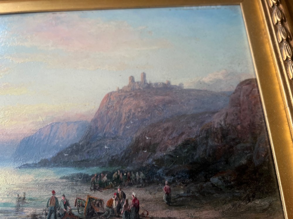 C19th oil painting on board by William Thornely of tantallon castle  View XIII