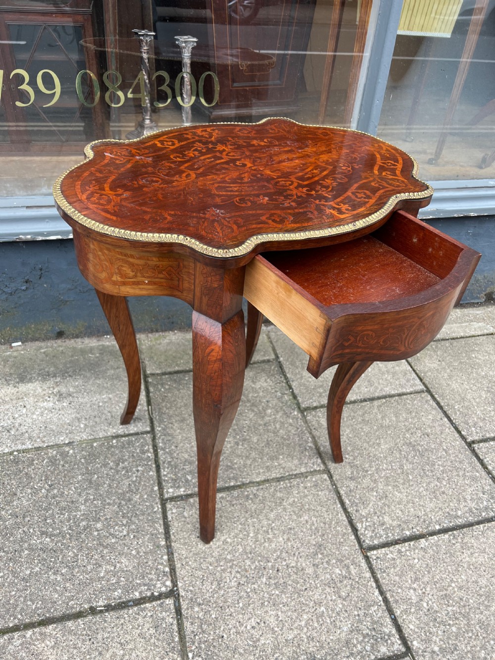 C19th kingwood marquetry side table  View V