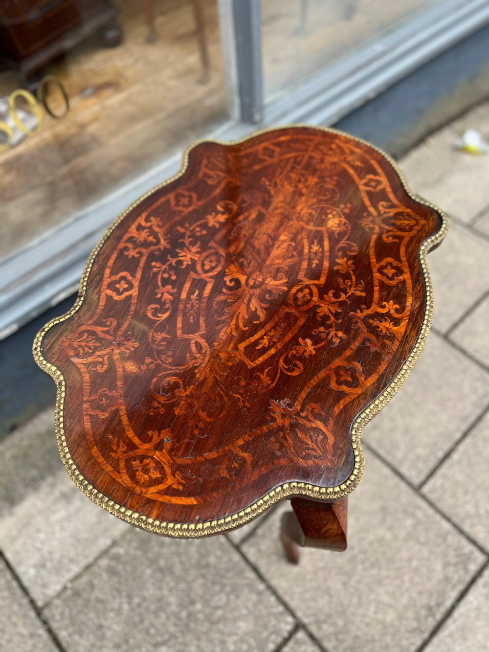 C19th kingwood marquetry side table  View X