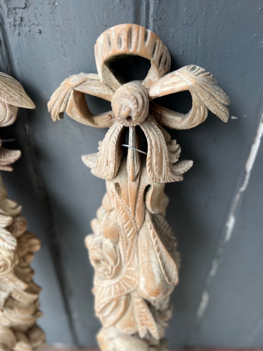 C19th pair of limed appliqués  View II