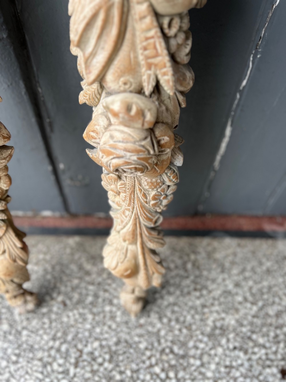 C19th pair of limed appliqués  View III
