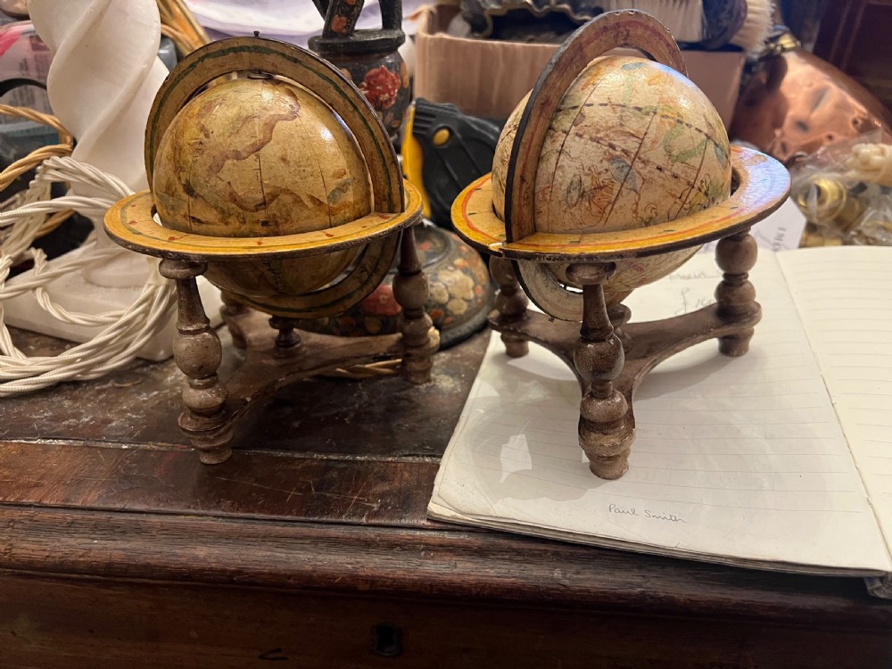 Pair of small table globes terrestrial and celestial  View V
