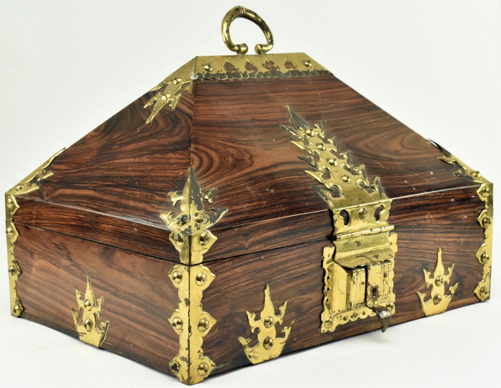 Large Coromandel dowry box with brass mounts 