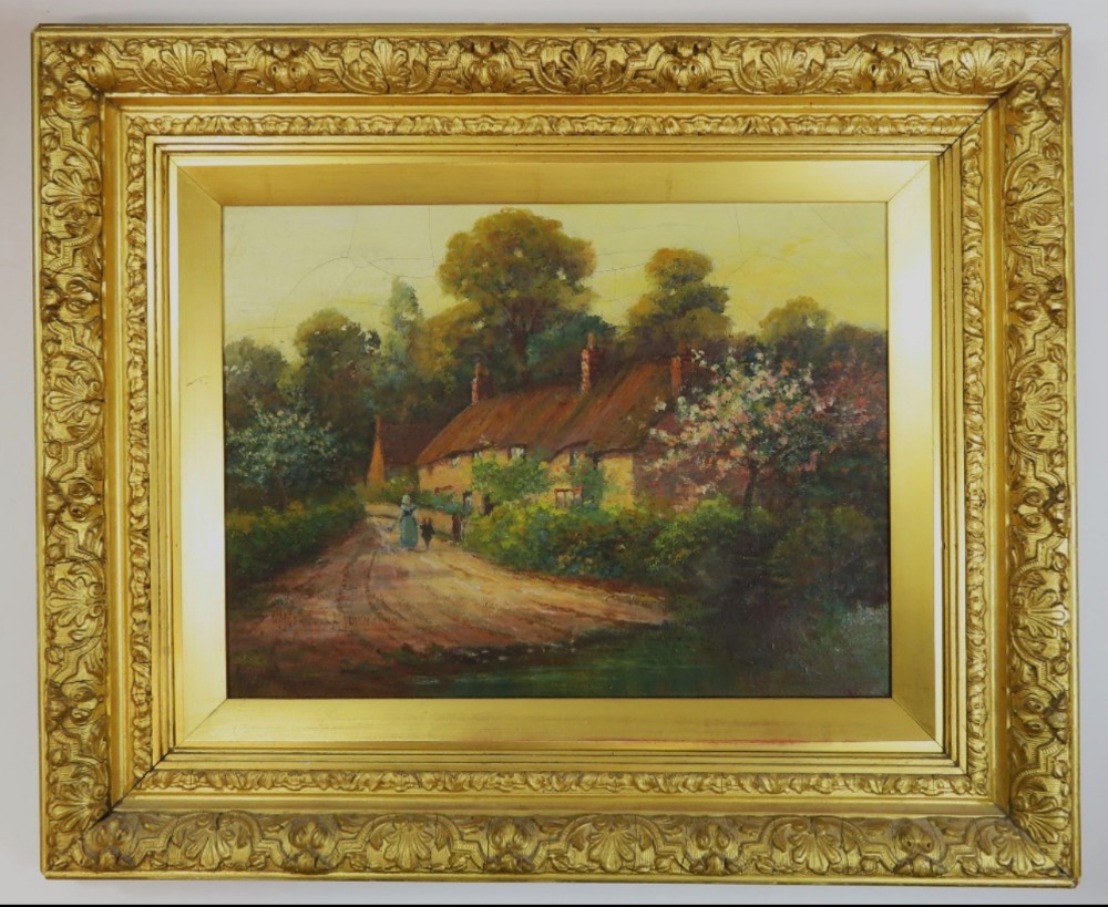 Oil painting on canvas by Alfred Oliver Townsend ( 1846-1917) ivydene Redland 