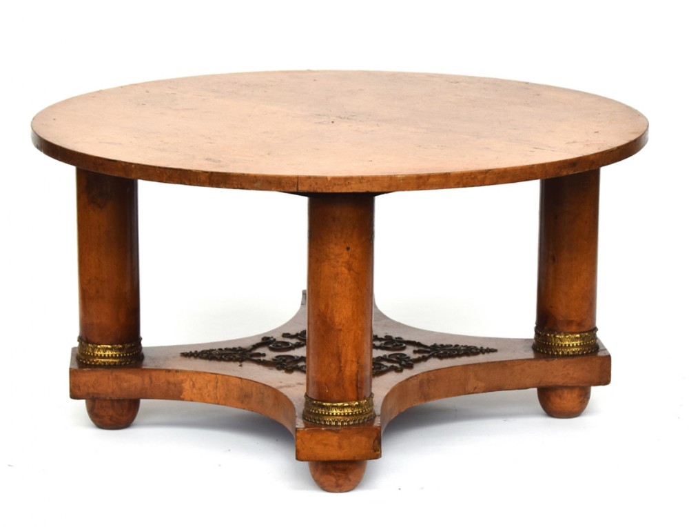 A large walnut ormolu mounted coffee table 