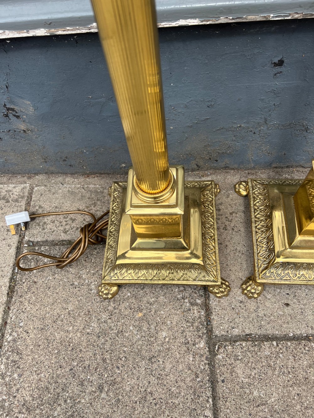 Pair of Brass Corinthian column standard lamps  View IV