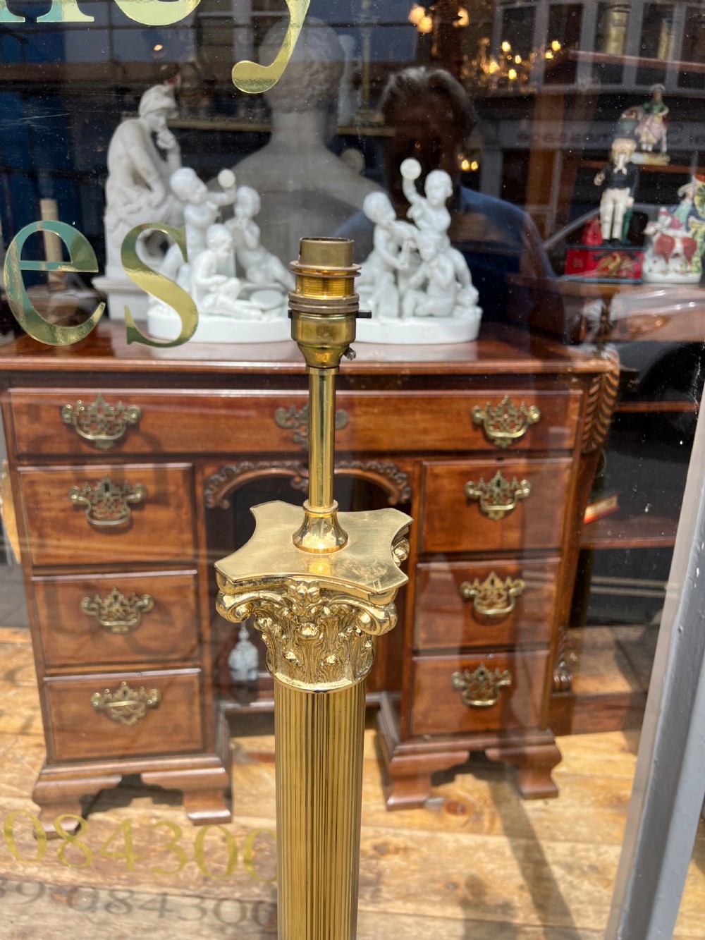 Pair of Brass Corinthian column standard lamps  View VII