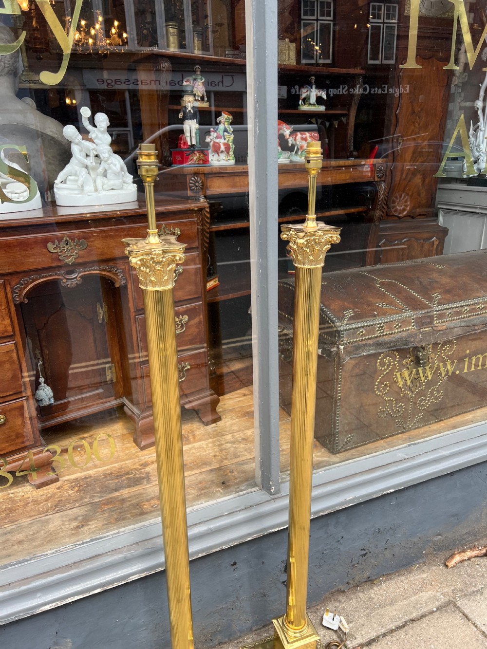 Pair of Brass Corinthian column standard lamps  View IX