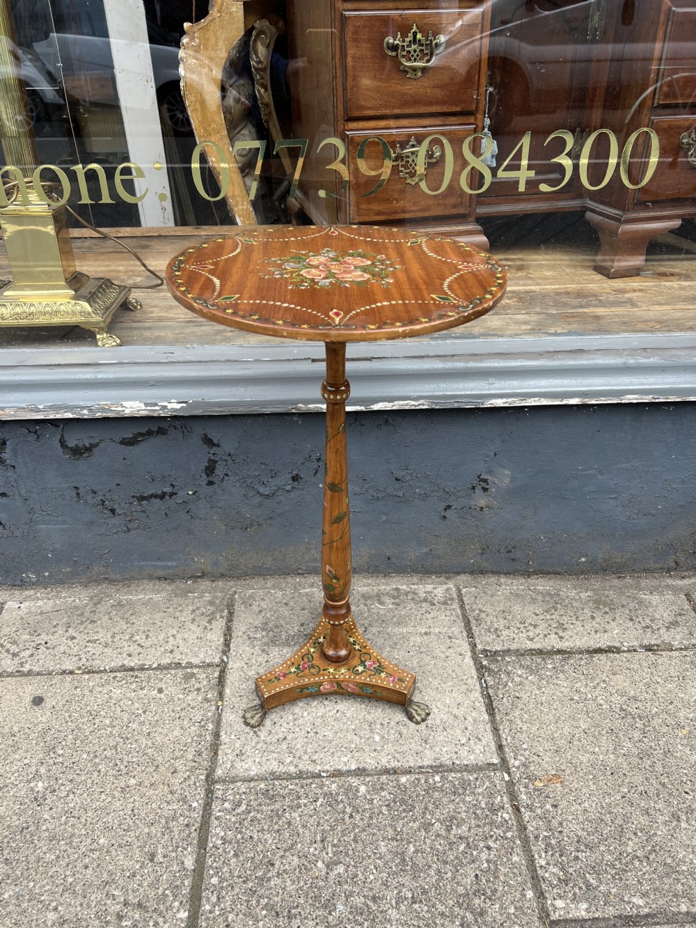 Small satinwood painted wine table 