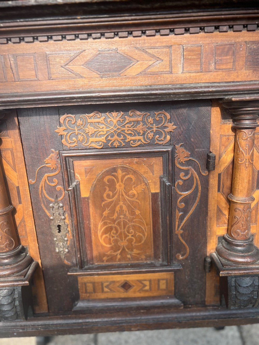 An C18th German marquetry wall cupboard in walnut walnut  View III