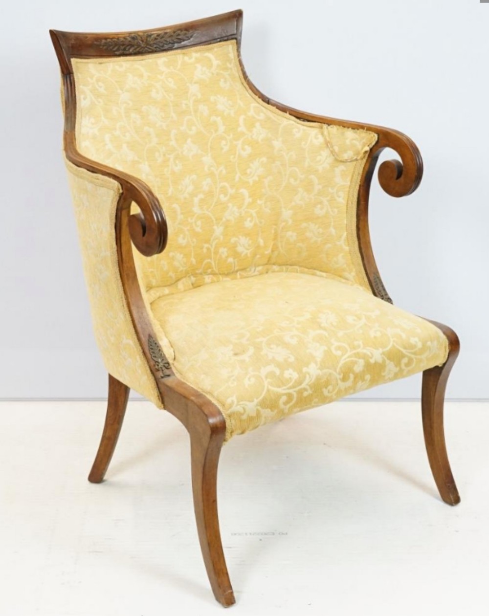 Regency scrolled arm chair 