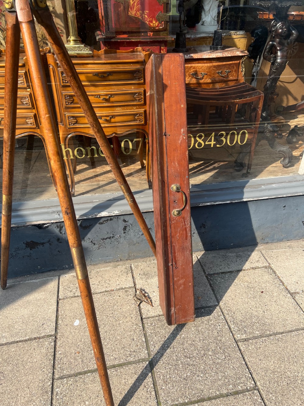 A large broadhurst Clarkson & Co London terrestrial telescope on tripod base  View VIII