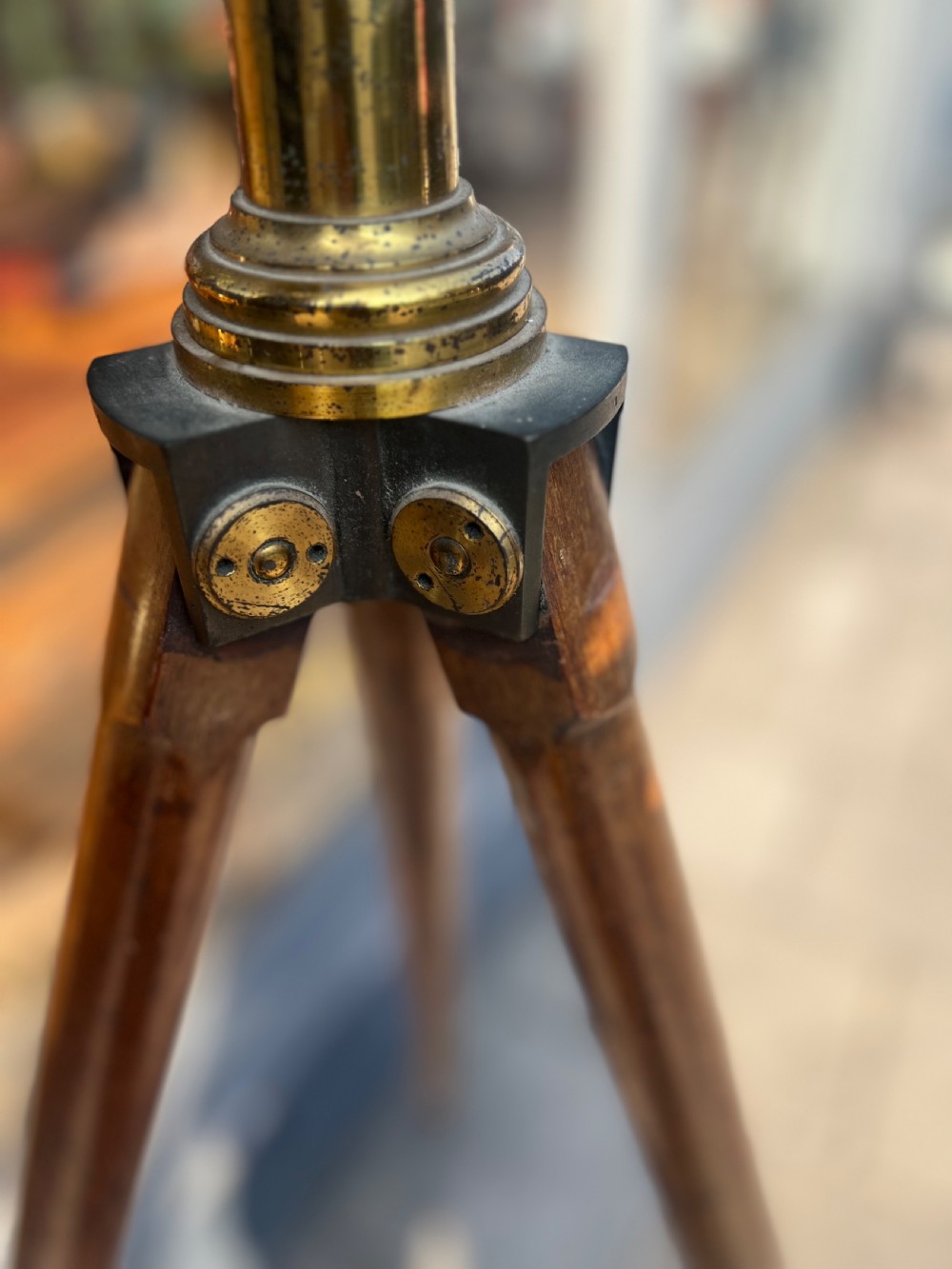A large broadhurst Clarkson & Co London terrestrial telescope on tripod base  View XIV