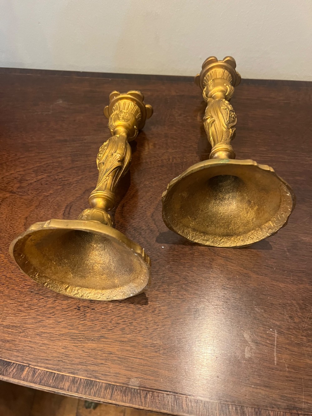 Pair of French ormolu candlesticks in the rococo taste  View V