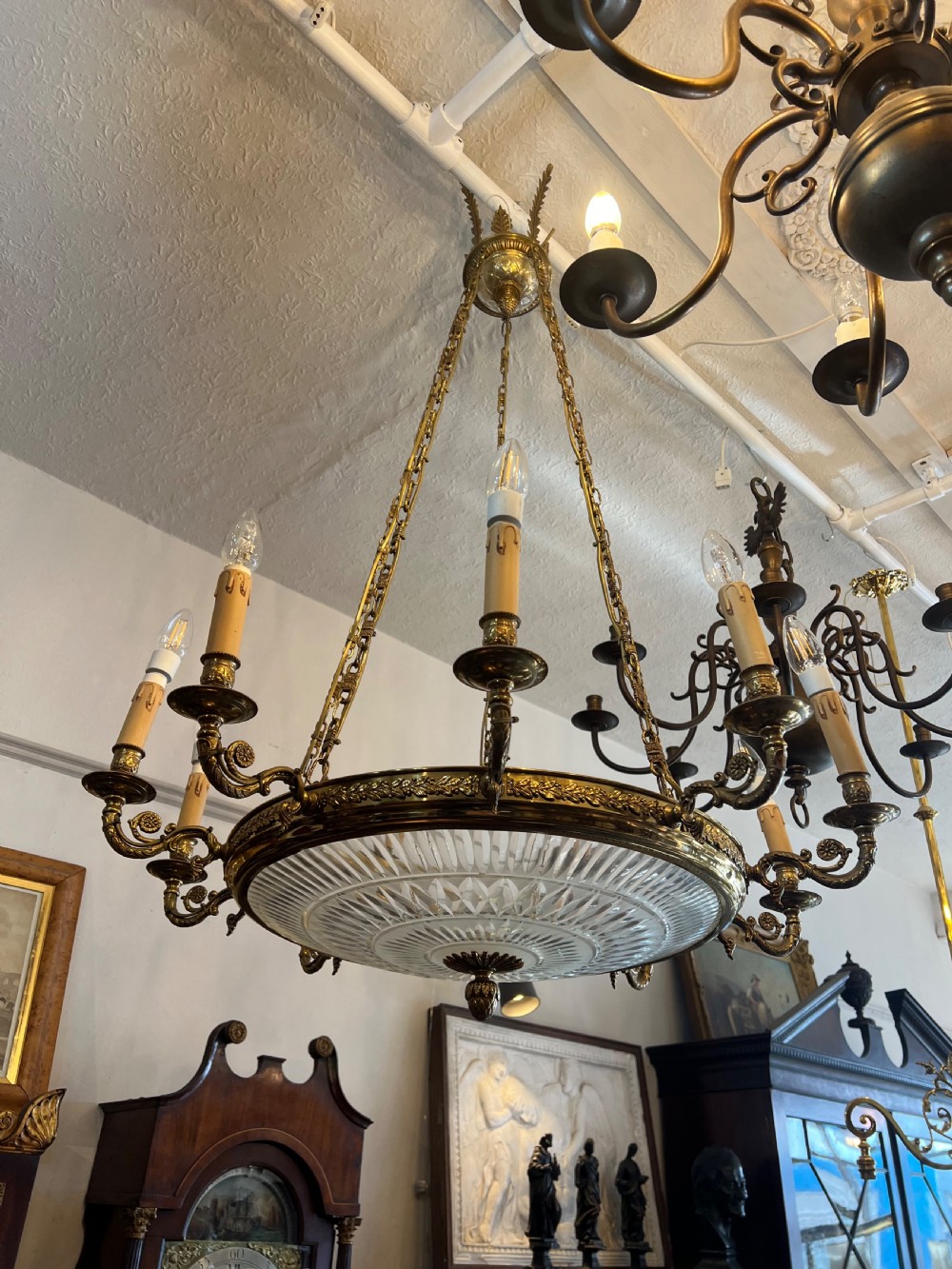 Large Edwardian plaffonier with ten arms 