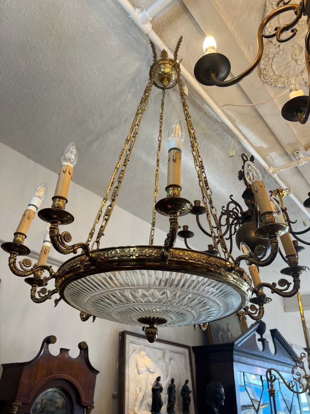 Large Edwardian plaffonier with ten arms  View II