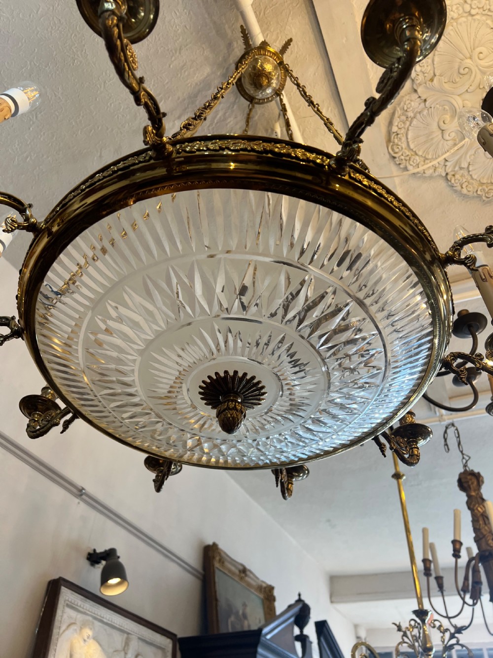 Large Edwardian plaffonier with ten arms  View III