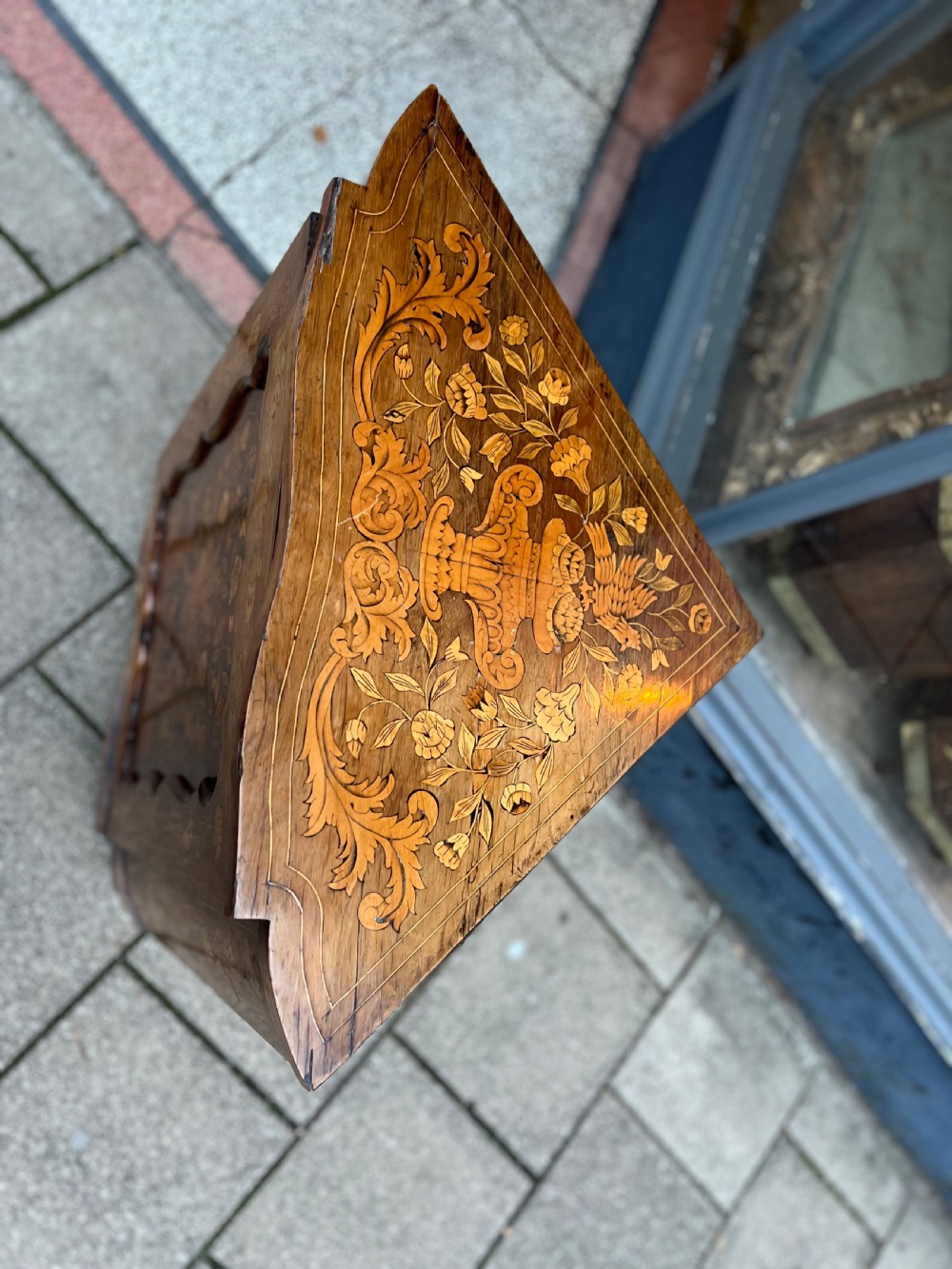 C19th Dutch marquetry floor standing corner cupboard  View IV