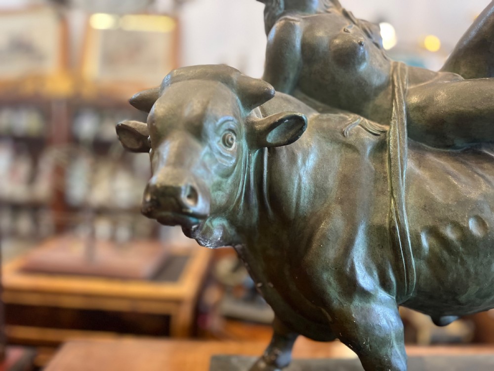 Bronzed painted plaster sculpture of europa and the bull  View IV
