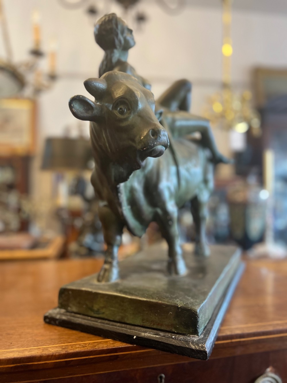 Bronzed painted plaster sculpture of europa and the bull  View VI