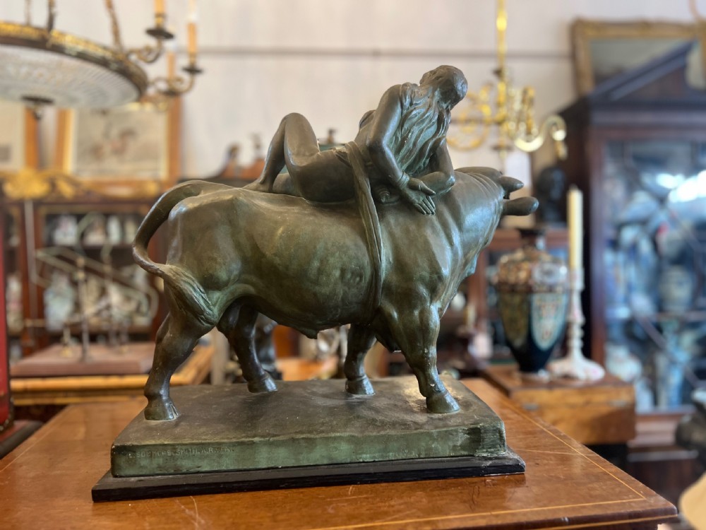 Bronzed painted plaster sculpture of europa and the bull  View VIII