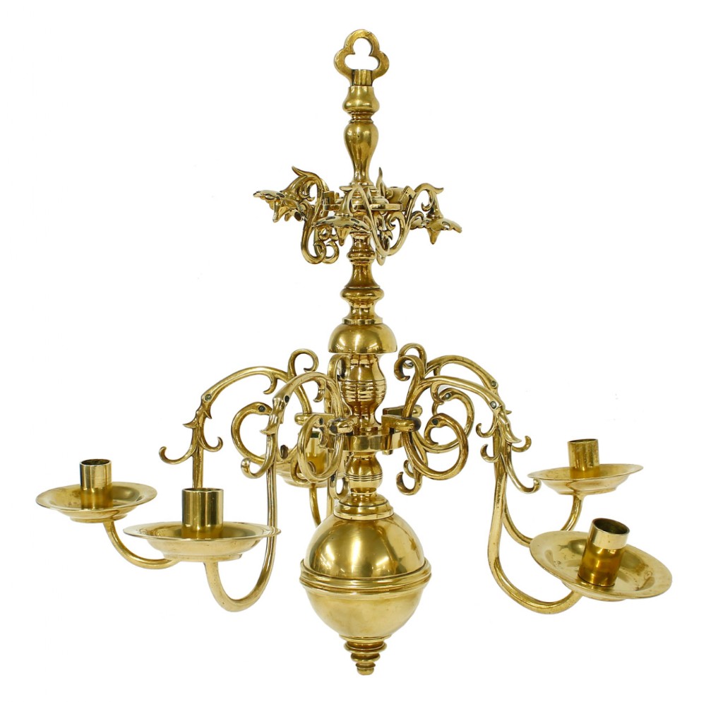 C18th Dutch brass chandelier c1700