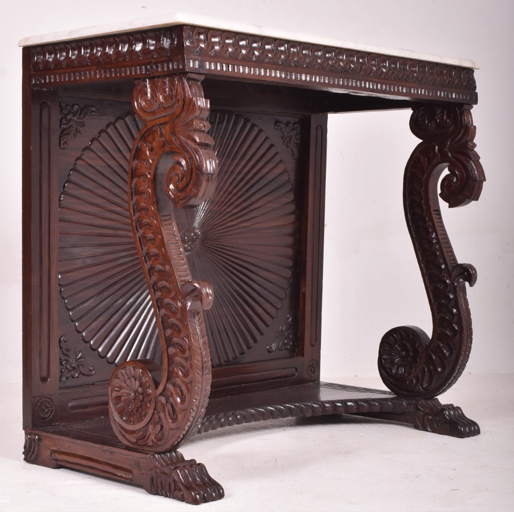 C19th indo Portuguese consul table with marble top 