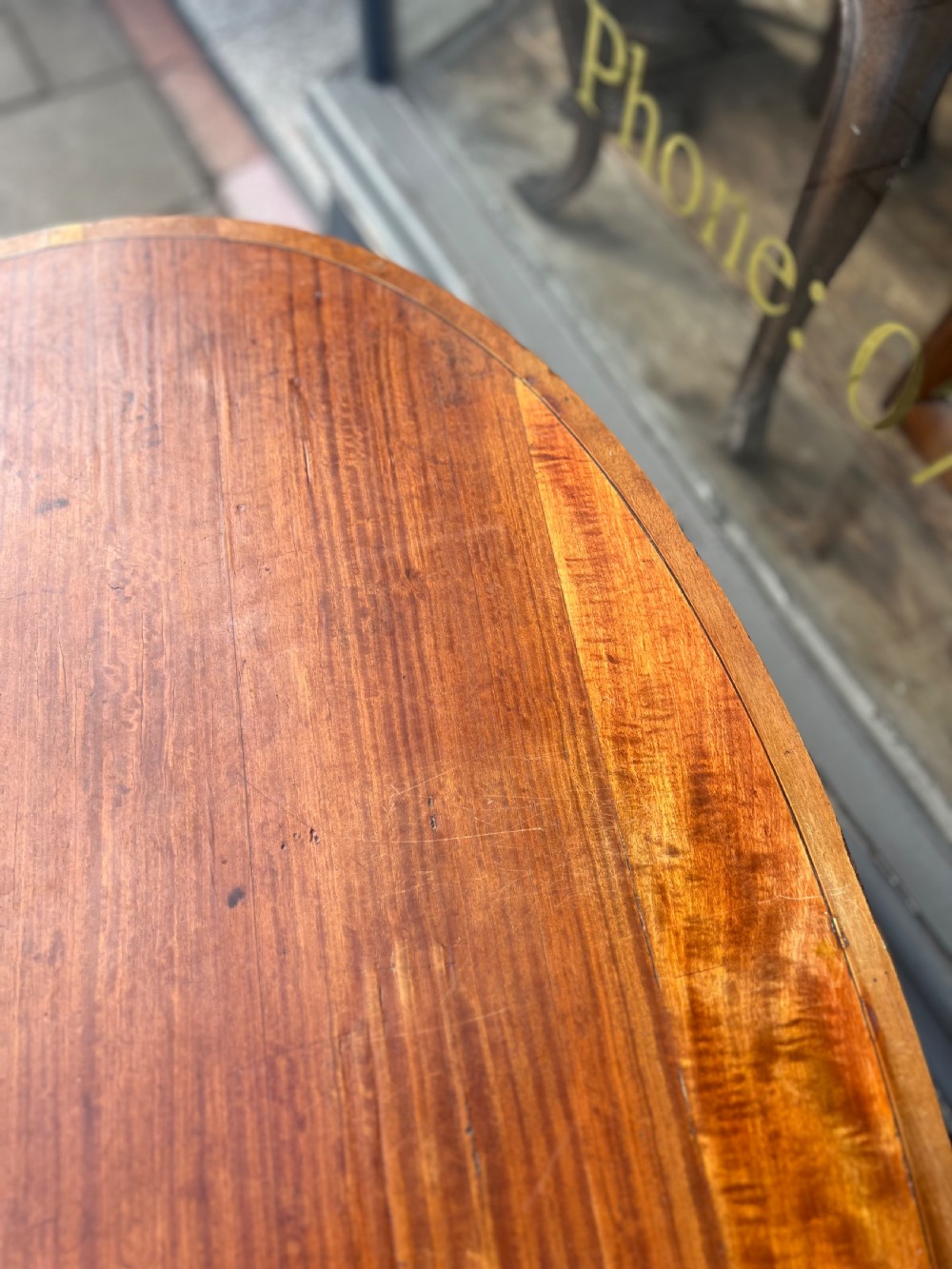Edwardian Satinwood kidney shaped inlaid desk View XIII