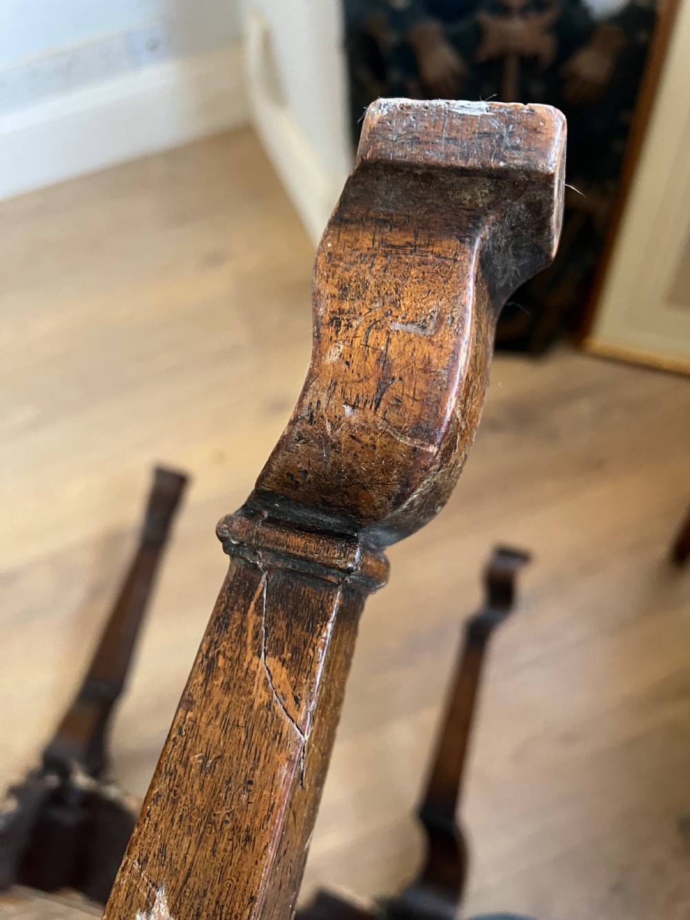 C 18th walnut legged stool  View X